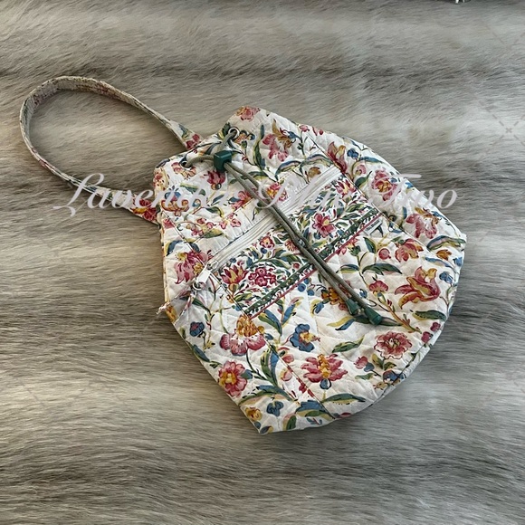Vintage VERA BRADLEY Perennials 1998 Backpack Sling USA Cream Blue Pink Floral - Picture 15 of 17